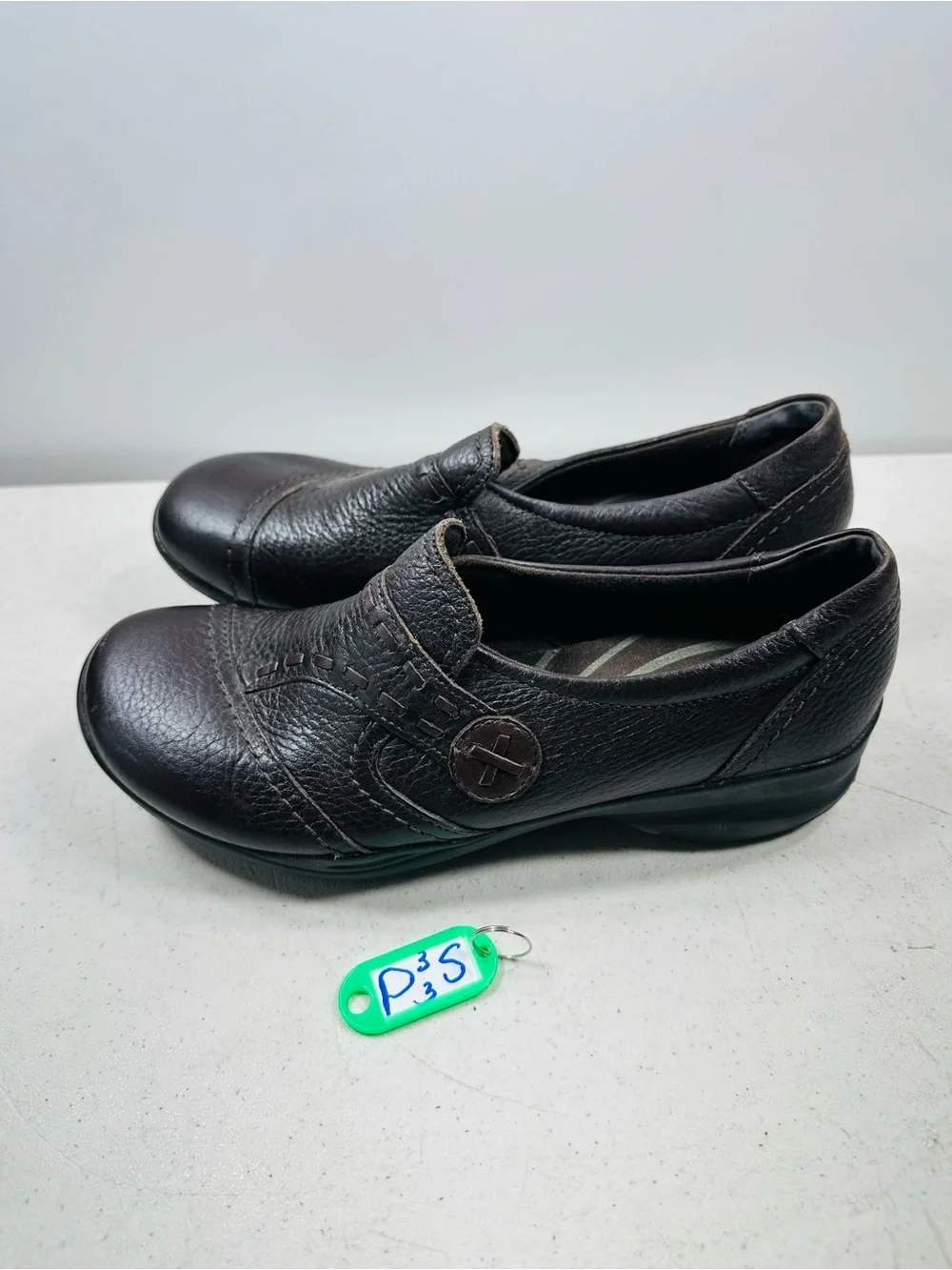 Clarks In Motion Comfort Shoes Women's 7 M Leather Brown Slip On Shoes 35733